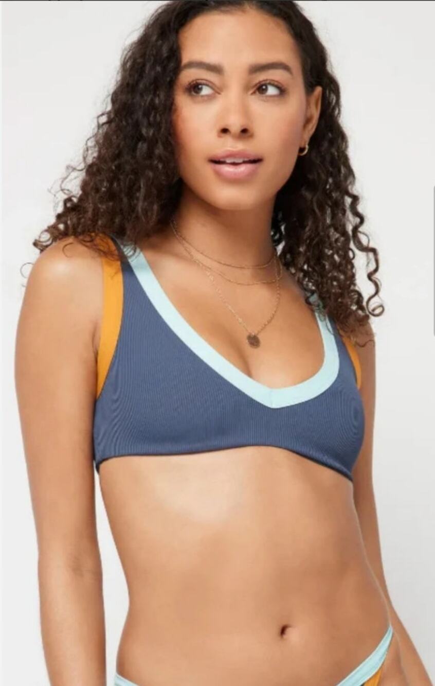 L*Space Lala Bikini Top in Slate Inka Gray Size Small NWT Ribbed